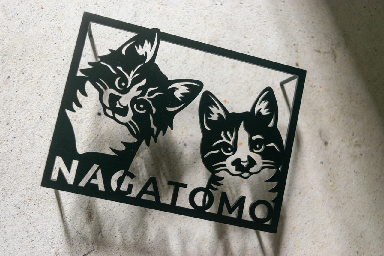 愛猫の写真で作る猫の表札【Nekoko 01】オーダーメイド ステンレス製