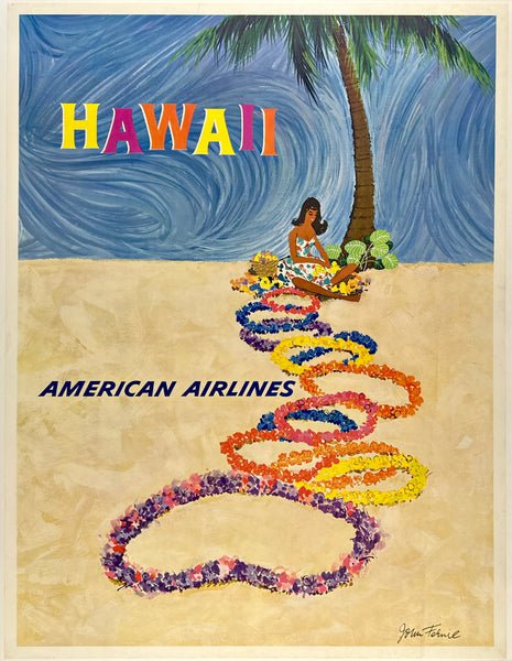 Original Vintage Poster HAWAII - AMERICAN AIRLINES – CHICAGO