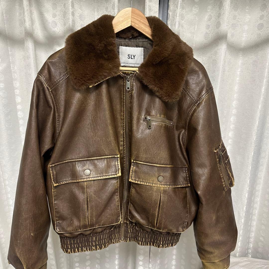 SLY アウターレザージャケット　ブラウン　ファー SLY | VINTAGE FAUX SHEARLING ジャケット (ブルゾン ) |SHEL'TTER
